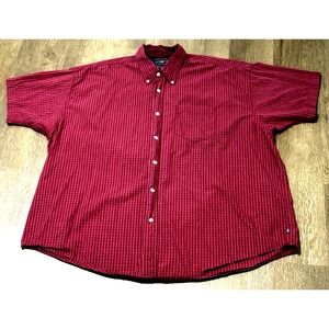 Wrangler Mens Shirt Sz 3XL Red Check Short Sleeve Button Down Cotton Pockets MS1